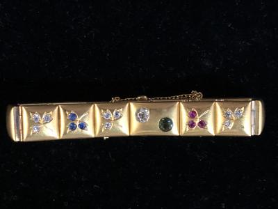 14k Gem set Antique panel Bracelet 18k brushed