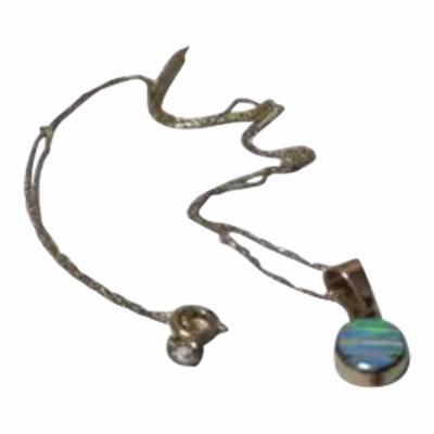 14k Gold Trace Necklace with Opal Pendant