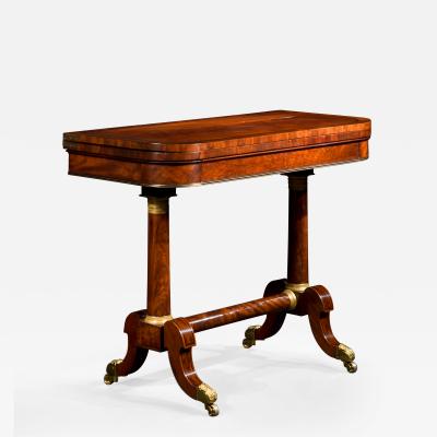 Fine Bronze Mounted Walnut Ebony Inlaid Parcel Gilt Mahogany Games Table