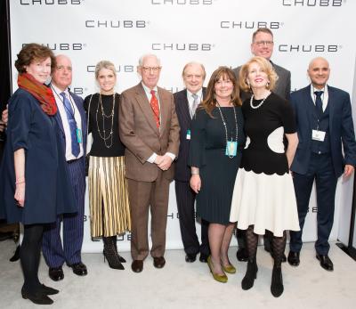 Wendy Goodman, Thomas Remein, Wendy Holmes, Arie L. Kopelman, Michael R. Lynch, Debra Del Vecchio, Lucinda C. Ballard, Thomas Jayne, Daniel Diaz. Photo: Max Lakner. Courtesy Sharp Communications and the Winter Antiques Show.