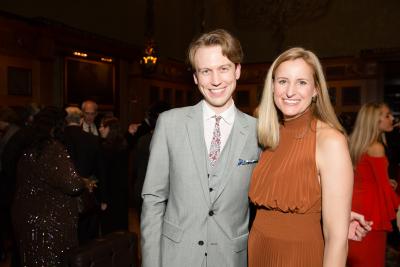 Associate executive director Michael Diaz-Griffith with Lorri Ahl. Photo: Max Lakner. Courtesy Sharp Communications and the Winter Antiques Show.