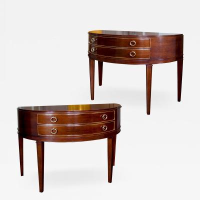 Ernst K hn Very Fine Pair of Demi Lunes in Mahogany with Brass Mounts by Ernst Kuhn