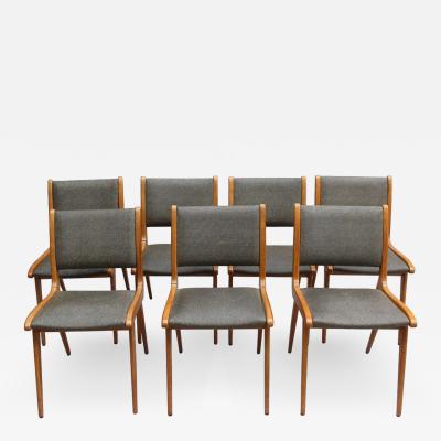  Maison Roset Set of Six French Midcentury Oak Dining Chairs by Maison Roset