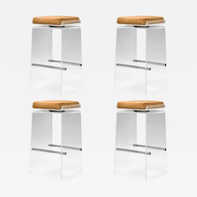 Charles Hollis Jones Set of Four Waterfall Bar Stools by Charles Hollis Jones