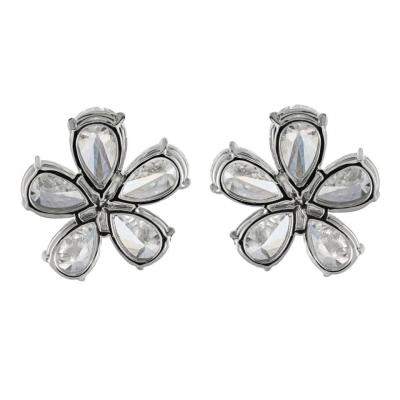 16 01CTTW GIA CERTIFIED D E COLOR PEAR CUT DIAMOND FLOWER STUD EARRINGS