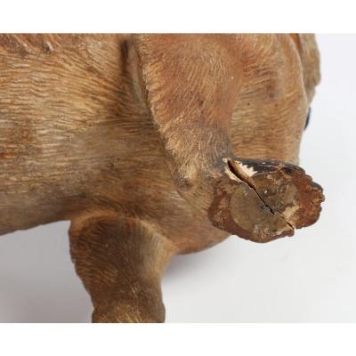 16 Antique Austrian Terracotta Standing Pug Dog Sculpture W Glass Eyes