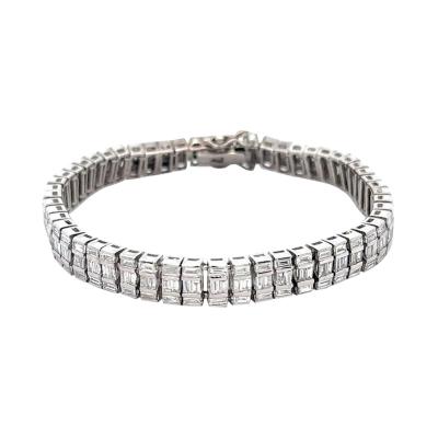 16 Carat Baguette Cut Diamond 18K White Gold Multi Link Bracelet