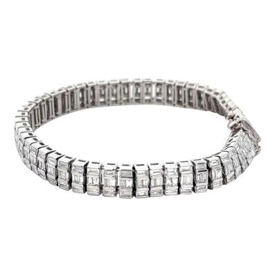 16 Carat Baguette Cut Diamond 18K White Gold Multi Link Bracelet