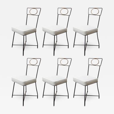 Gilbert Poillerat Gilbert Poillerat rarest 50s set of 6 dinning chairs