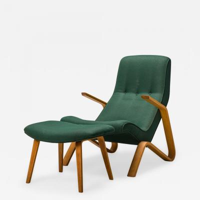 Eero Saarinen Eero Saarinen for Knoll Fabric Upholstered Grasshopper Chair and Footstool
