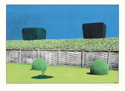 Ivor Abrahams The Garden Suite V Fence hedge with two bushes 1970