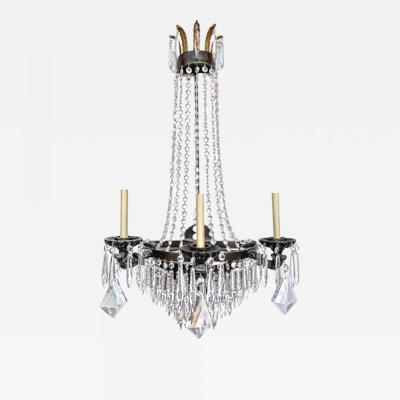  Niermann Weeks Niermann Weeks Empire Style Large Crystals and Metal Wall Sconce or Lantern