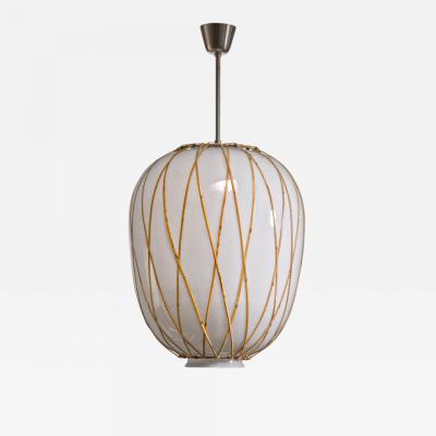 Arvid B hlmarks Lampfabrik Large Harald Notini opaline glass and rattan pendant for Bohlmarks