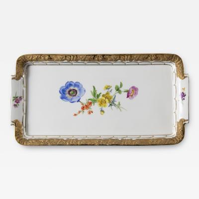  Meissen Porcelain Manufactory Meissen Hand Painted Gilded Porcelain Plate Tray