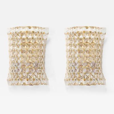  Bakalowits Sohne Austrian Crystal Gilt Brass Sconces