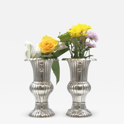 Pair of Austrian Continental Silver Vases