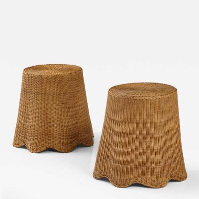 TROMPE LOEIL DRAPED WICKER TABLES