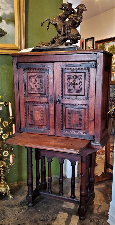 16C Spanish Oak Writing Cabinet Important