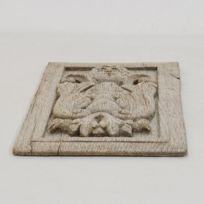 16th 17th Century French Carved Oak Panel with an Angel Figure