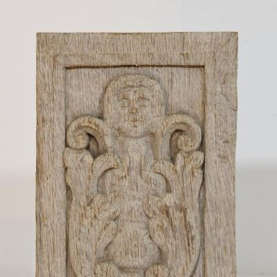 16th 17th Century French Carved Oak Panel with an Angel Figure