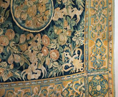 16th Century Enghien Dutch Wool Silk Flora Fauna Tapestry