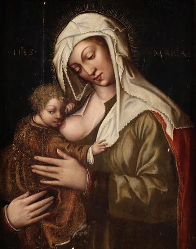 16th century panel painting Madonna with Child