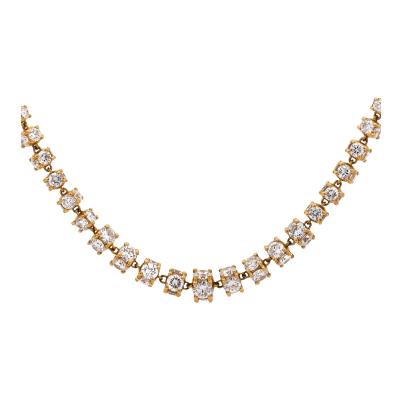 17 Carat Round Diamond 18K Gold Cylinder Chain Necklace