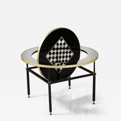  Cristal Arte Cristal Art Glass Table with Chess Board and Musical Motif circa 1955