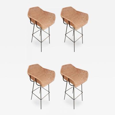 Charles Ramos A Set of Six Mid Century Bar Stools attributed to Charles Ramos