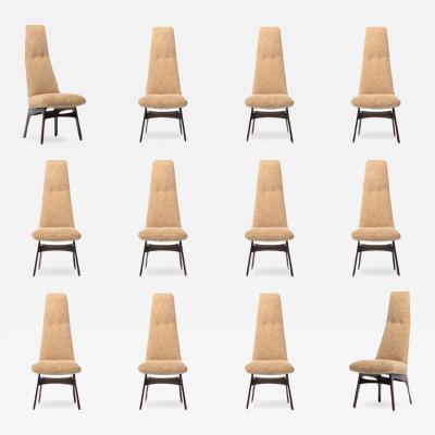 Adrian Pearsall Set of 12 Adrian Pearsall Sculptural High Back Dining Chairs in Latte Boucl 