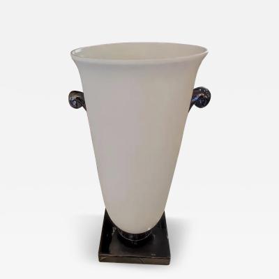 Enamelled ceramic light urn on pedestal circa 80