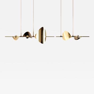  Ovature Studios Bonnie Config 4 Contemporary LED Linear Chandelier Solid Brass Large