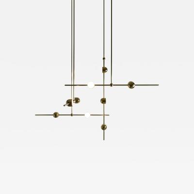  Ovature Studios Dia Contemporary LED Chandelier Straight Config 2 Solid Brass Finished Art