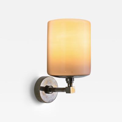 Paavo Tynell Plated Brass and Opal White Glass Wall Lamp by Paavo Tynell Finland ca 1940s