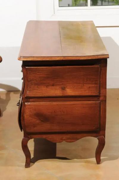 1730s French Period Louis XV Walnut Two Drawer Commode with Bomb Side Panels