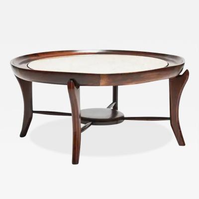 Giuseppe Scapinelli Mid Century Modern Coffee Table in Hardwood Travertine Giuseppe Scapinelli 1954