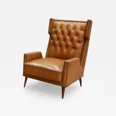 Giuseppe Scapinelli Brazilian Modern Armchair in Hardwood Leatherette Giuseppe Scapinelli 1950s