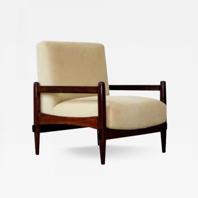 Michel Arnoult Brazilian Mid Century Armchair in Wood and Leather by Michel Arnoult c 1960s