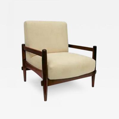 Michel Arnoult Brazilian Mid Century Armchair in Wood and Leather by Michel Arnoult c 1960s