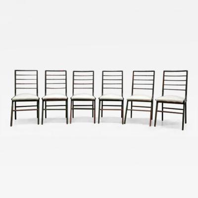 Giuseppe Scapinelli Set Six Dining Chairs in Hardwood Fabric Giuseppe Scapinelli Brazil 1950s