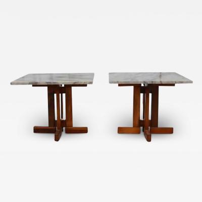  Celina Decora es Brazilian Modern Pair of Side Tables in Rosewood and Granite by Celina c 1960