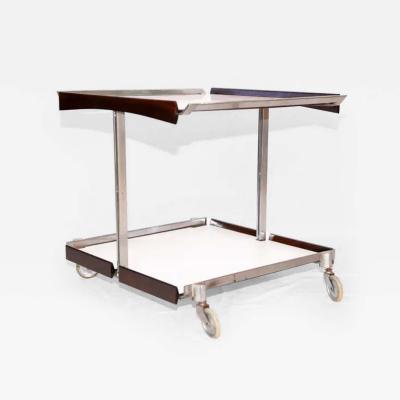  Forma Brazil Brazilian Modern Bar Cart in Hardwood Chrome and White Formica by Forma 1960s