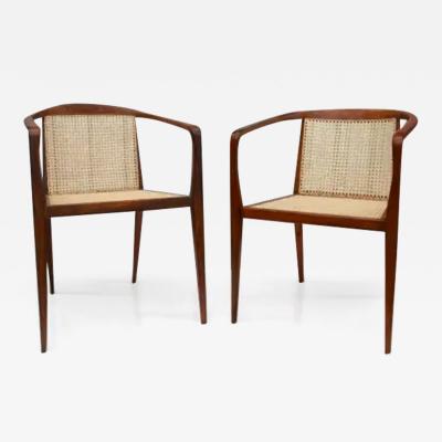  John Grazier Brazilian Modern Armchairs in Hardwood Cane by John Graz 1950s Brazil