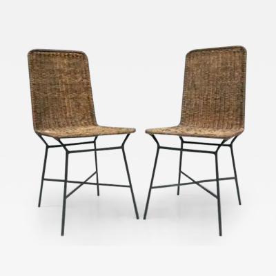 Carlo Hauner Brazilian Modern Chairs in Caning and Metal by Carlo Hauner 1950s Brazil