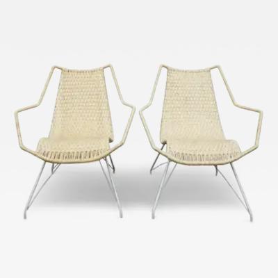 Carlo Hauner Mid Century Modern Armchairs in Iron Woven Cotton Fiber Carlo Hauner Brazil