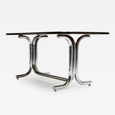 Geraldo de Barros Mid Century Modern Dining Table in Tubular Chrome Wood by Geraldo Barros 1970