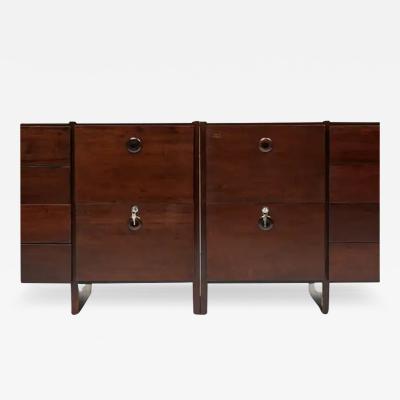 Geraldo de Barros Brazilian Modern File Cabinet Pair in Wood by Geraldo de Barros c 1970 Brazil