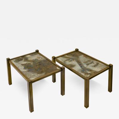 Philip and Kelvin LaVerne Philip and Kelvin LaVerne Rare Pair of Tao End Tables 1960s Signed 