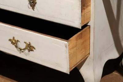 1760s Period Rococo Swedish Cabinet with Glass Doors Bonnet Top and Cabrioles