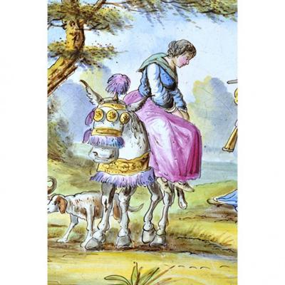 1767 Lille Faience 14 Platter France Artist Signed D Bergheim